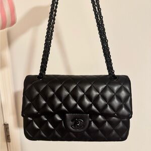 Chanel double flap black on black lambskin